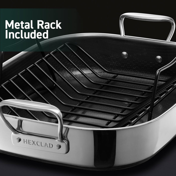 Hexclad Frying Pans HexClad Hybrid Roasting Pan With Rack Nonstick Oven Safe To