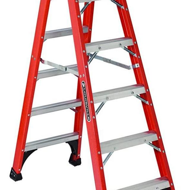 Louisville Ladder 6-Feet Fiberglass Twin Front Ladder, 375-Pound Duty Rating, FM1406HD