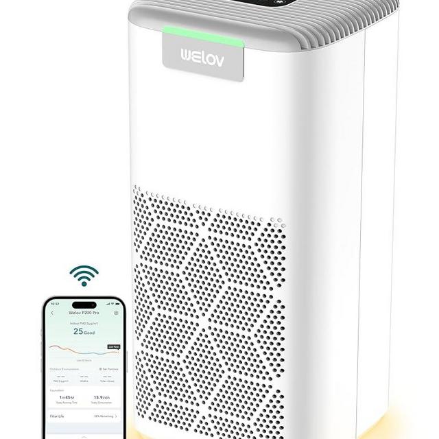 WELOV Smart Air Purifiers for Home Large Room, Smart WiFi Alexa Control, 1570 Sq. Ft. Coverage, PM2.5 Monitor, H13 True HEPA Air Purifiers for Pets Capture Pet Hair Dander Pollen Smoke Dust, P200 Pro
