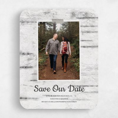 Grey Rounded Wedding Save the Date - Douglas Portrait