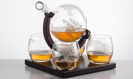 Eravino Etched Globe Whiskey Decanter Gift Set                                                                                                                                                                                                                                                                                                                                                                                            Eravino Etched Globe Whiskey Decanter Gift Set