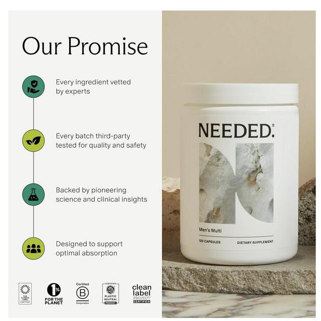 Needed. Multivitamin for Men - 25 Optimal Nutrients for Fertility & Men's Health - Mens Multivitamin with Vitamin D3 2000IU, B12 Vitamins, 200 MCG Selenium - Men's Fertility Supplement, 30 Day Supply