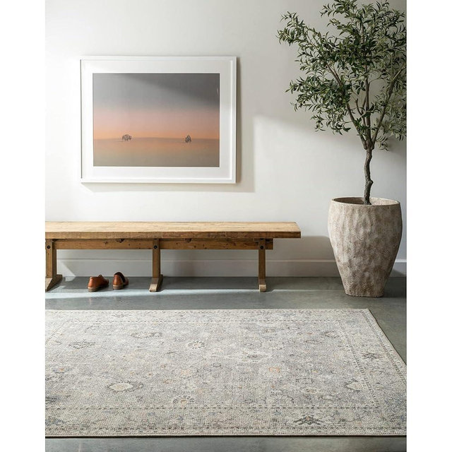 Livabliss x Becki Owens Davina Damask Area Rug , 6'7" x 9', Light Grey