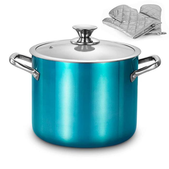 Gotham Steel Nonstick 5 Quart Stock Pot with Lid, Ultra Durable Mineral and Diamond Triple Coated Surface,100% PFOA Free, Stockpot with Stay Cool