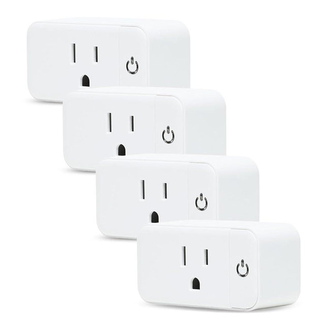 Lunabode LED 4 Pack Smart Home Wi-Fi Plugs - Alexa & Google Home Compatible, White, Toggle Switch, Automatic Operation