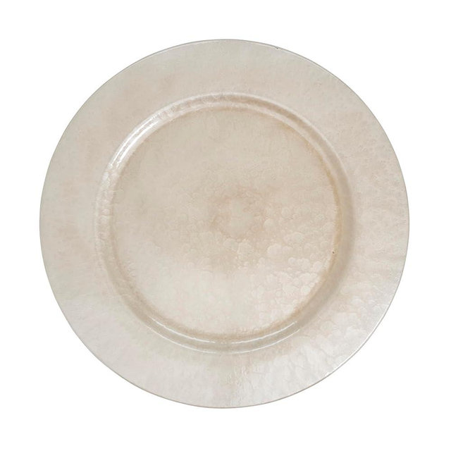 SARO LIFESTYLE Soft Glow Faux Mother of Pearl Charger Plate (Set of 4), 13", Grey