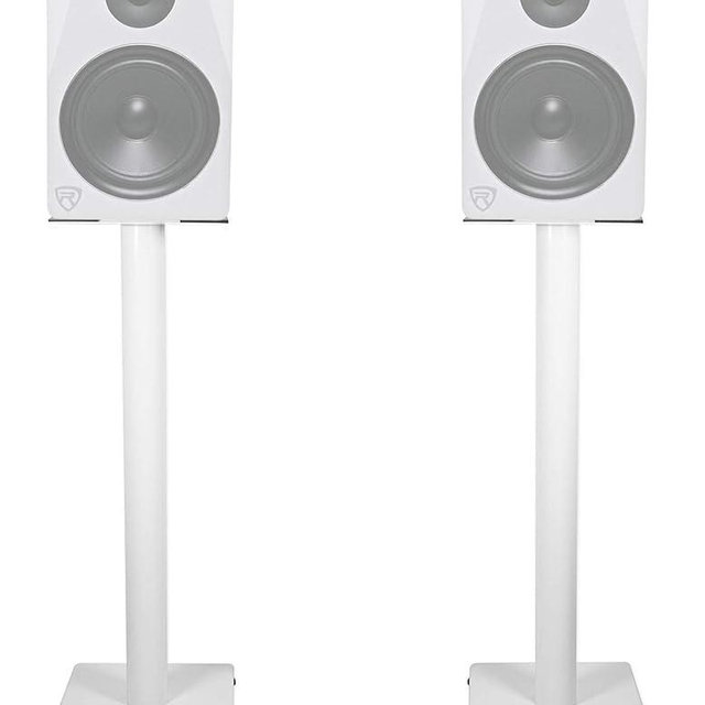 ROCKVILLE Pair RS29W 29" Steel Bookshelf Speaker/Studio Monitor Stands-White V2