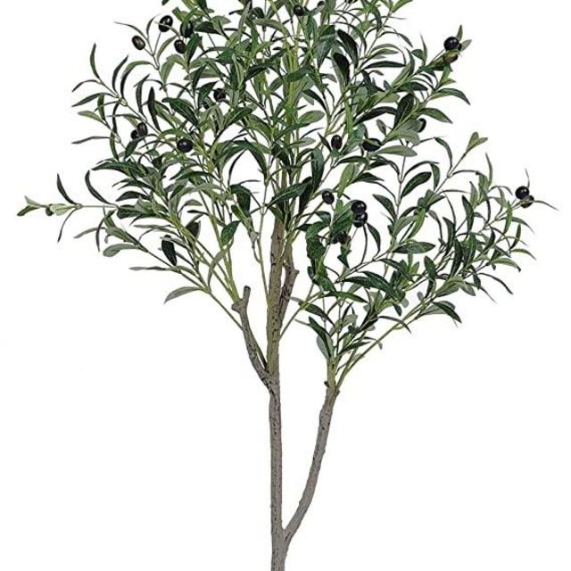 VIAGDO Artificial Olive Tree 4.6ft Tall Fake Potted Olive Silk Tree with Planter Large Faux Olive Branches and Fruits Artificial Tree for Modern Home Office Living Room Floor Decor Indoor, 624 Leaves