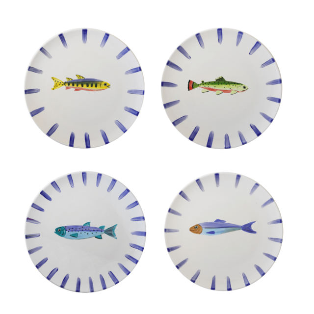 Handpainted Fish Plate Bundle 1, Set of 4