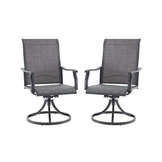 VICLLAX Patio Swivel Dining Chairs Set of 2 Outdoor Chairs with Armrest, Textilene Fabric Outdoor Patio Chair, Dark Grey