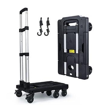 LIDTOP Folding Hand Truck with 7 Wheels Heavy Duty Dolly Foldable Utility Cart Adjustable Handle with 2 Brake for Luggage, Travel, Shopping, Office