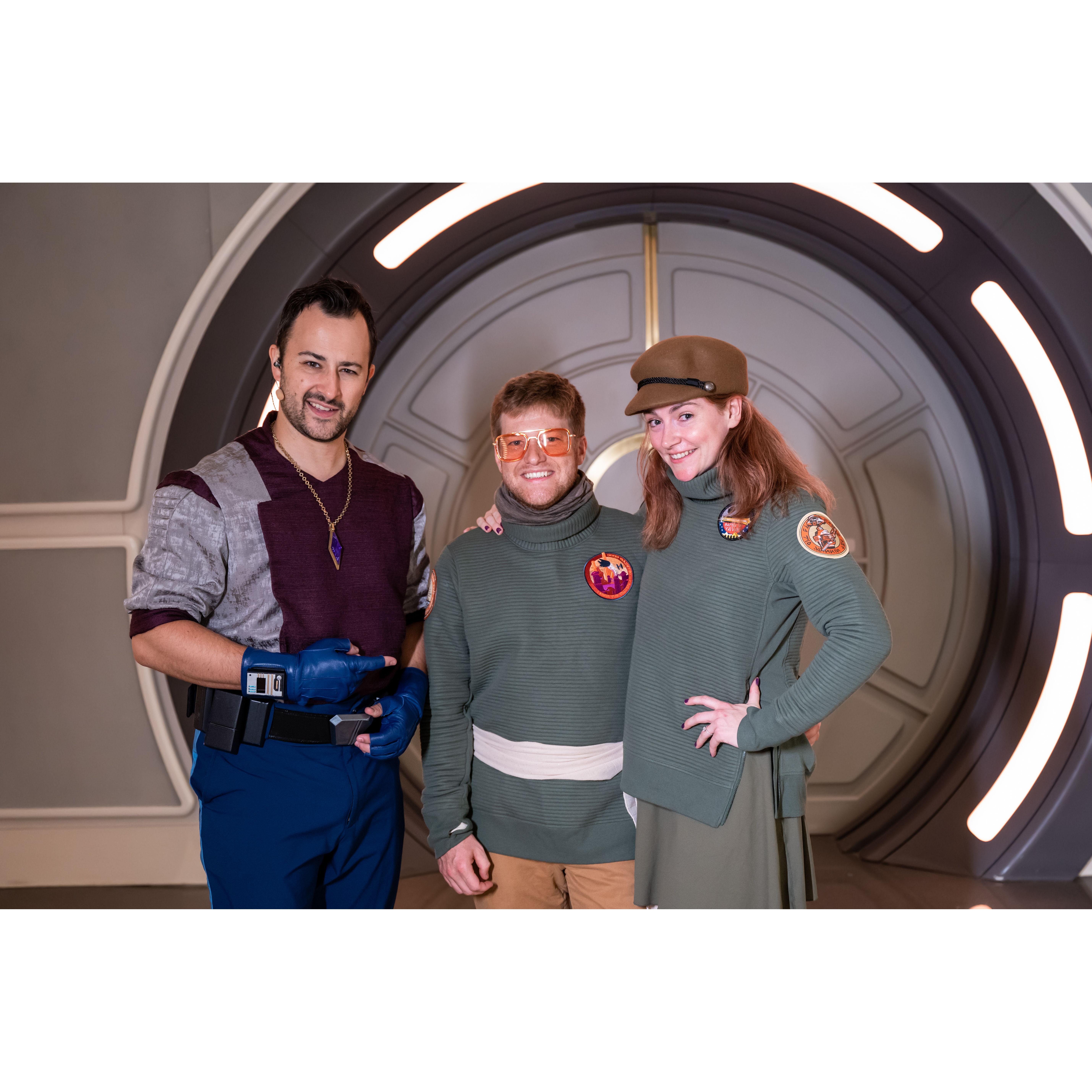One of our favorite actors during the experience. Photo session from the Galactic Starcruiser experience in Disney. SO much fun.