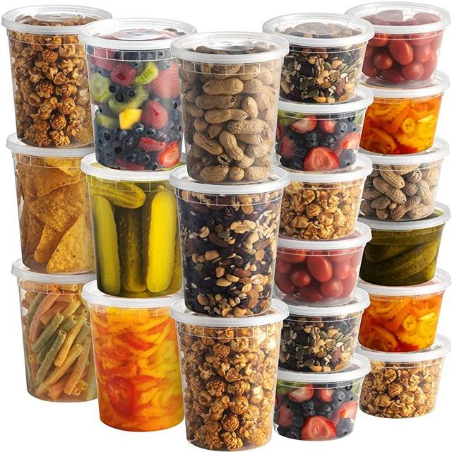 Deli Food Containers with Lids - (48 Sets) 24 - 32 Oz Quart Size & 24 - 16 Oz Pint Size Airtight Food Storage Takeout Meal Prep Containers with 54 Lids, BPA-Free, Dishwasher, Microwave Safe