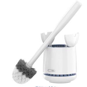 MR.SIGA Toilet Bowl Brush and Holder, Premium Quality, with Solid Handle and Durable Bristles for Bathroom Cleaning, White, 1 Pack