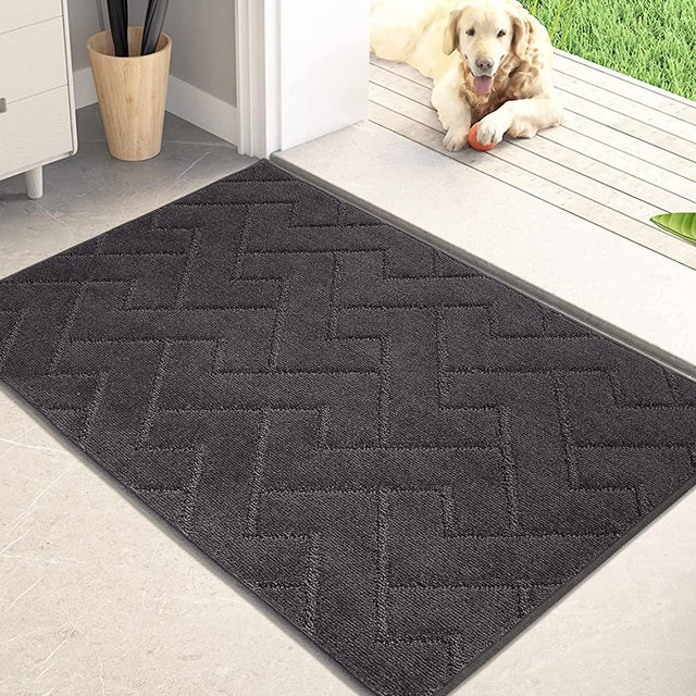 PURRUGS Dirt Trapper Door Mat 23.5" x 35.5", Non-Slip Machine Washable Entrance Rug, Shoes Scraper, Dog Door Mat, Super Absorbent Floor mat for Front Door, Back Door, Entry, Muddy Wet Shoes and Paws