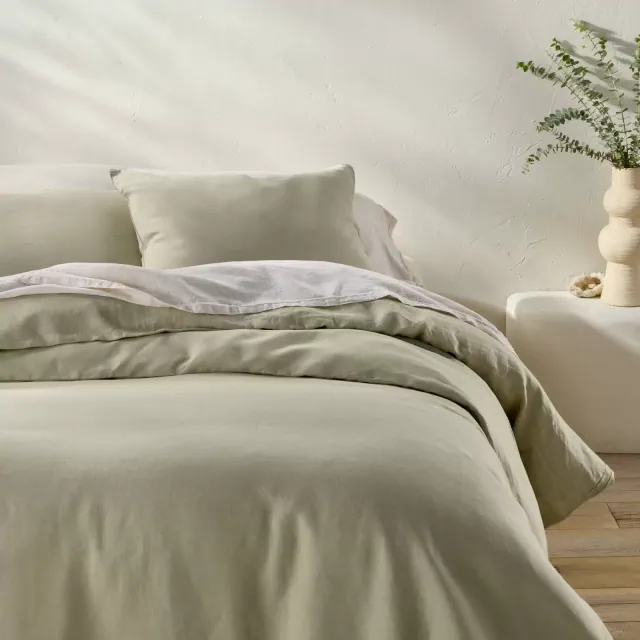 King Linen Duvet Set Light Olive Green - Casaluna™