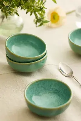 Reactive Glaze Stoneware Bowls, Set of 4