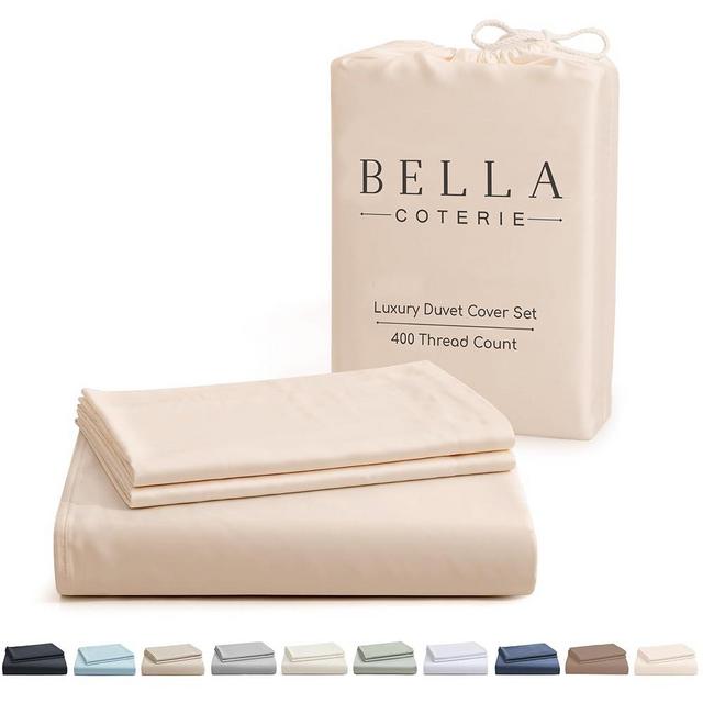 Bella Coterie Luxury Bamboo Viscose King Size Duvet Cover Set | 100% Organically Grown | Corner Ties | Ultra Soft | Cooling | Two Pillow Shams | 106 x 94 | No Insert [Champagne]