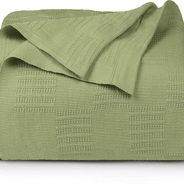 Utopia Bedding Cotton King Cooling Blanket [Sage Green - 90x108 Inches] Thermal Blanket for Bed - 350 GSM Soft Breathable Blanket