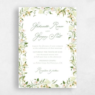 Bright Sage, Green Wedding Invitation - Erica Border