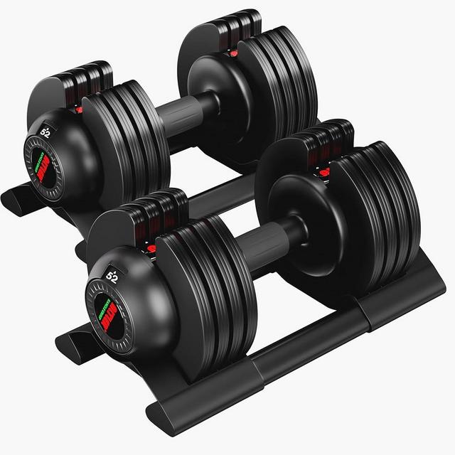 ALTLER Adjustable Dumbbell,22LBS 44LBS 52LBS Dumbbell Set with Tray for Fitness, Fast Adjust Weight by Turning Anti-Slip Handle, Safety with 8 Lock Slots, Suitable for Men and Women
