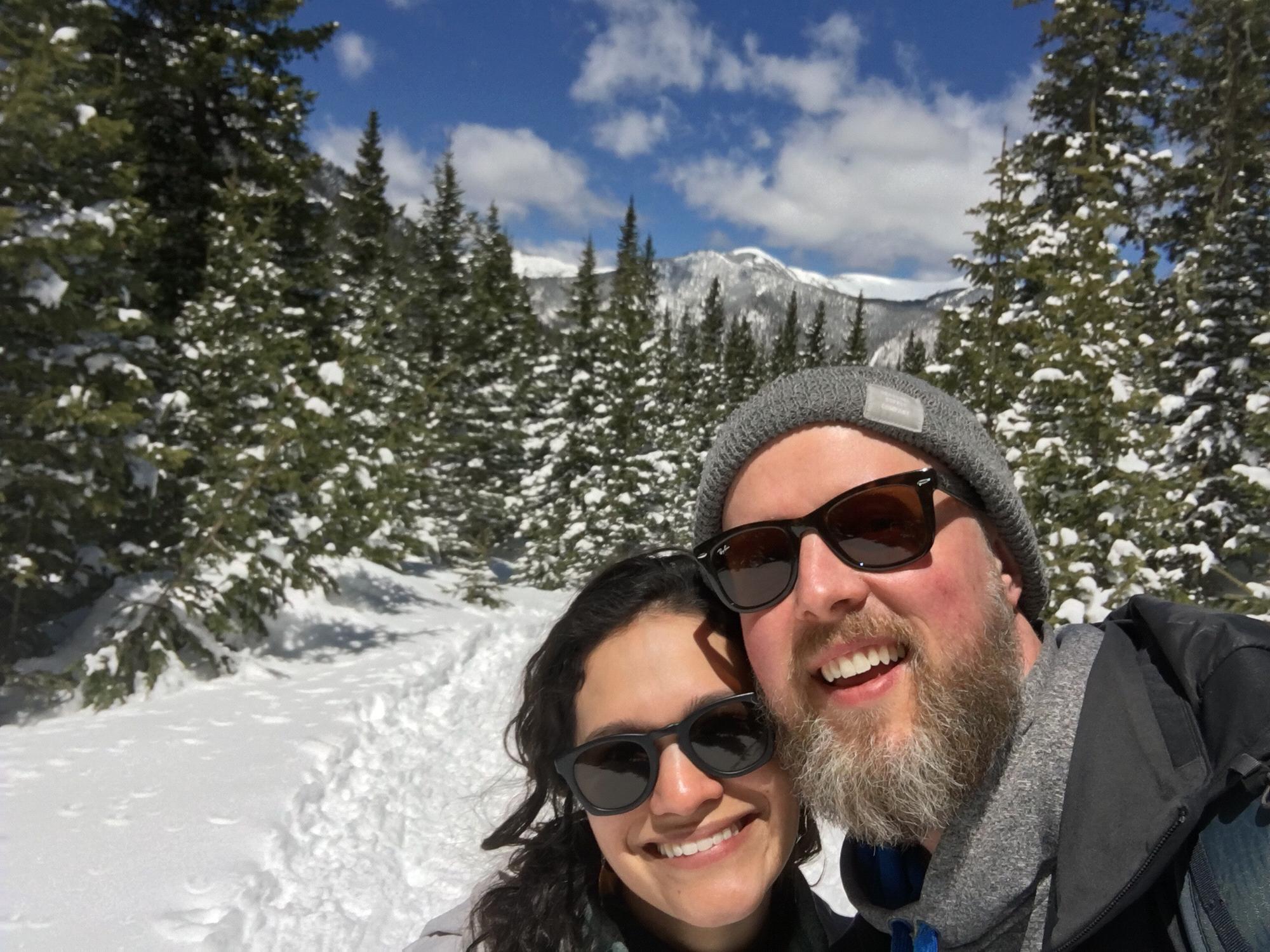 John was galloping through the snow while Giancarla trudged along...little did John know he had dragged his little lady up to 11,000 feet above sea level and somehow she lived. Lucky John.