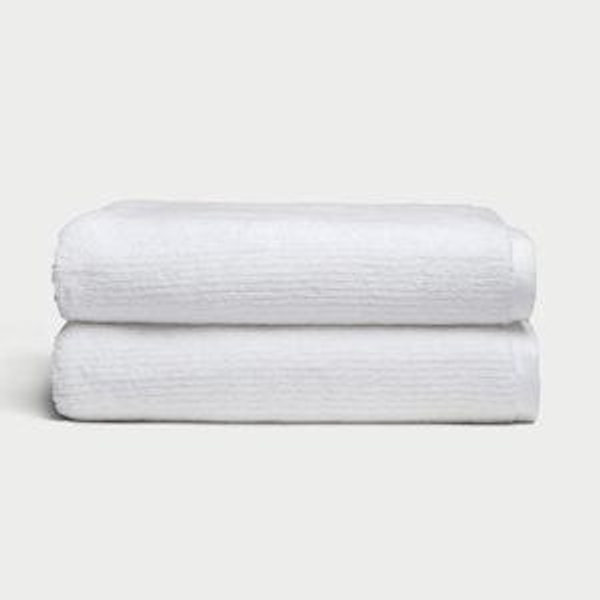 Ribbed Terry Bath Towels - White