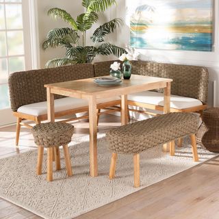 Denver Modern Bohemian Wood 5-Piece Dining Nook Set