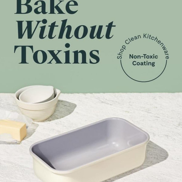 Caraway Non-Stick Ceramic 1 lb Loaf Pan - Naturally Slick Ceramic Coating - Non-Toxic, PTFE & PFOA Free - Perfect for Pound Cakes, Breads, & More - Cream