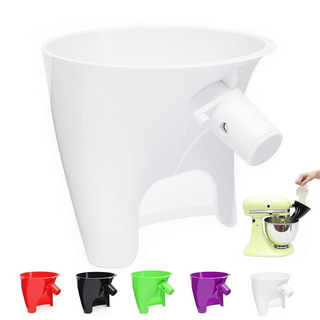 White Flour Funnel for Kitchen Aid Mixer, Stand Mixer Accessories for 5 Qt Tilt-Head Models, Compatible with KitchenAid Artisan KSM150, Easy Pour Attachment, Dishwasher Safe Baking Tool