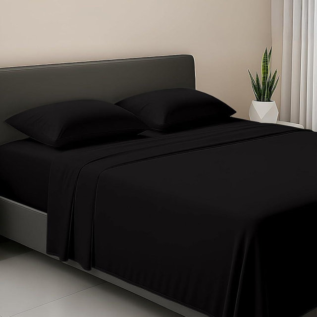 SGI bedding King Size Black Soft Brushed Luxury Microfiber 4 Piece Sheet Set- Easy Care, Super Soft & Breathable Cool 15" Deep Pocket Fade Wrinkle Stain Resistant
