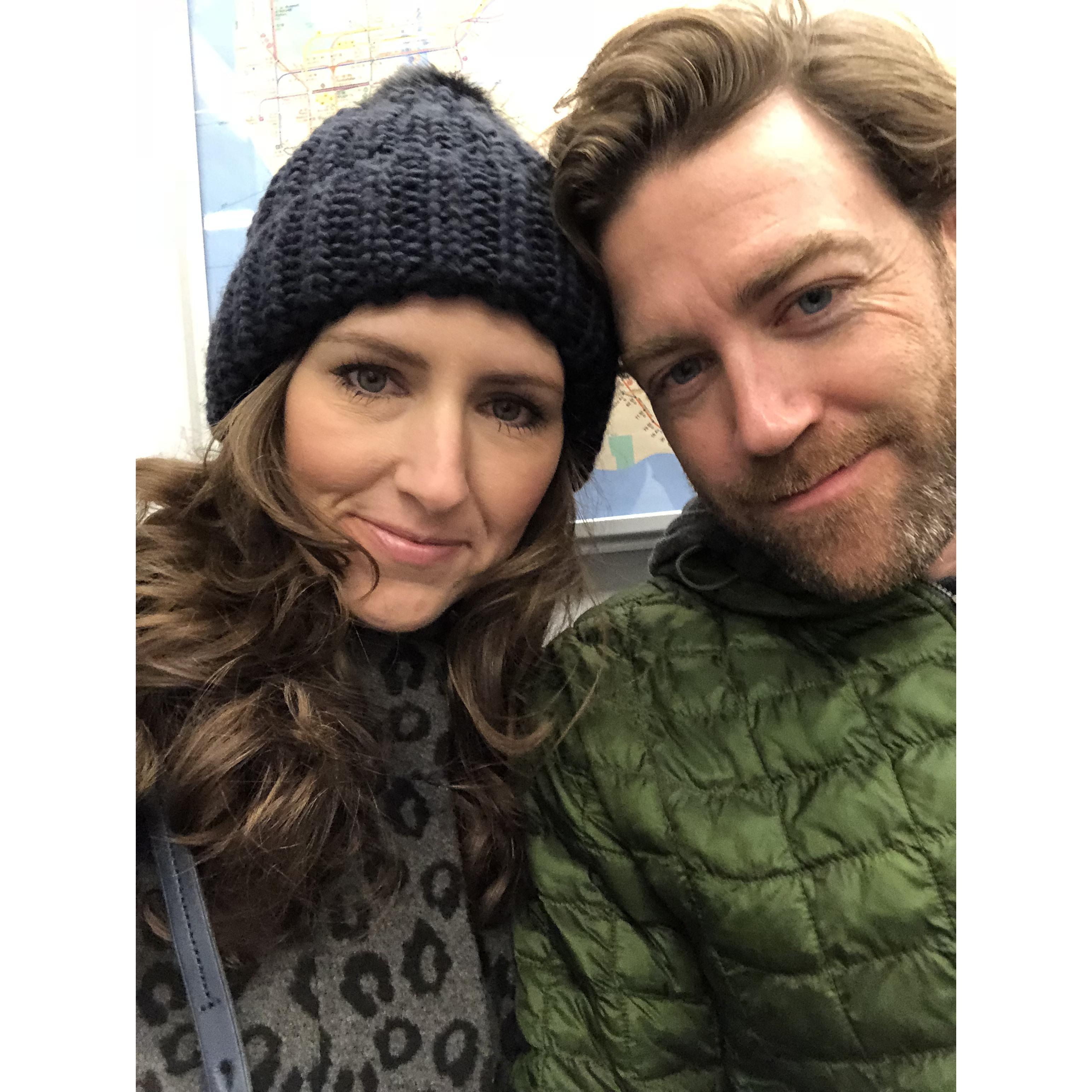 Subway commuting.