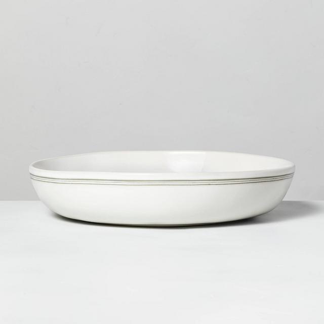 Shallow Stoneware Green Stripes Serve Bowl Sour Cream - Hearth & Hand™ with Magnolia