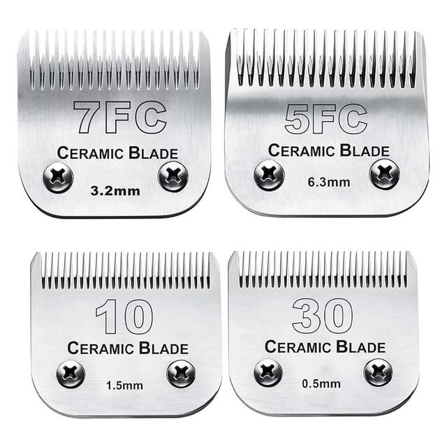 Dog Grooming Clipper Replacement Blades Compatible with Andis Pet Clipper/Oster A5/Wahl KM Series Dog Clipper,Ceramic Blade & Stainless Steel Blade(10+30+7FC+5FC)
