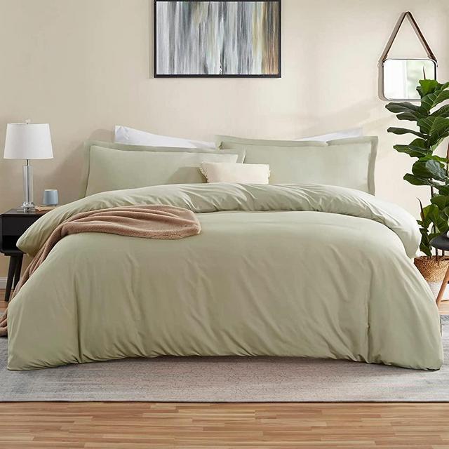 Nestl Sage Green Duvet Cover King Size - Soft King Duvet Cover Set, 3 Piece Double Brushed King Duvet Covers with Button Closure, 1 King Size Duvet Cover 104x90 inches and 2 Pillow Shams
