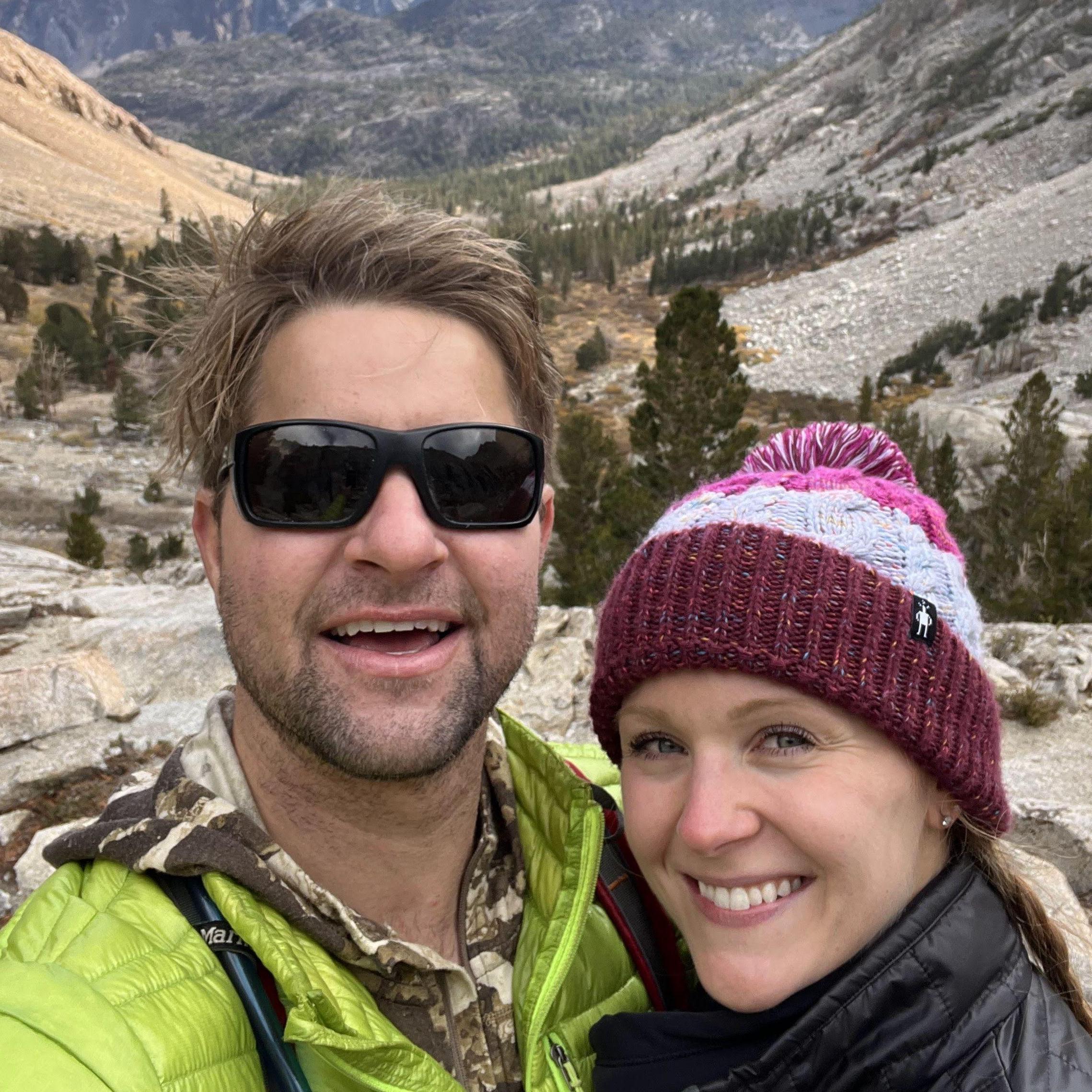 Our first hike together in the Sierra Mountains. Stacey told Ryan she wanted to "see the leaves change." Little did she know they would run into 60 mph winds and hail on their hike!