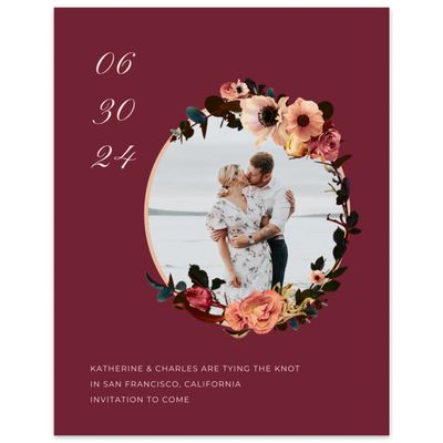 Maroon, Red Wedding Digital Save the Date - Napa Border