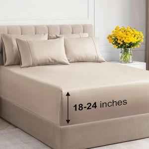 Extra Deep Queen Sheet Set - 6 Piece Breathable and Cooling Sheets - Hotel Luxury Bedding for Women, Men, Kids & Teens - Easy & Secure Fit - Soft, Wrinkle Free and Comfy - Extra Deep Pockets - Wheat