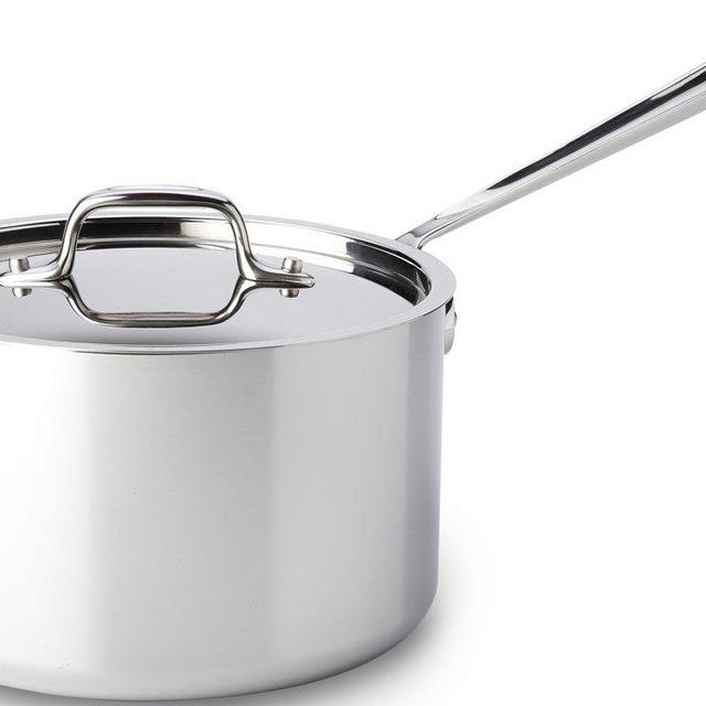 All-Clad 4204 Stainless Steel Tri-Ply Dishwasher Safe Sauce Pan with Lid / Cookware, 4-Quart, Silver