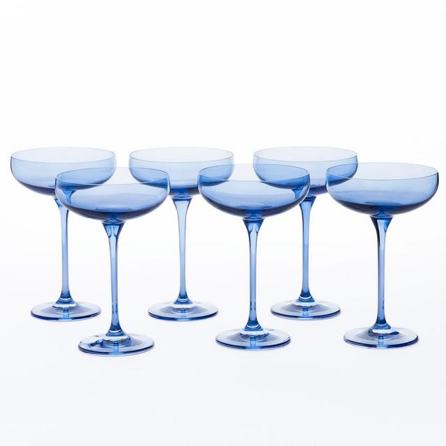 Champagne Coupes in Cobalt (set of 6) by Estelle Colored Glass