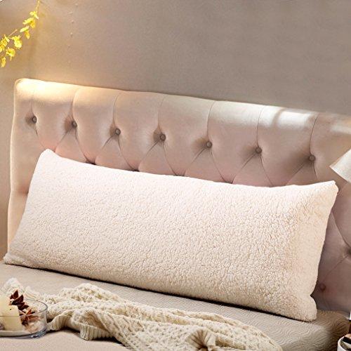 Reafort Ultra Soft Sherpa Body Pillow Cover/Case with Zipper Closure Silver Grey 21"X54"(Cream, 21"X54")