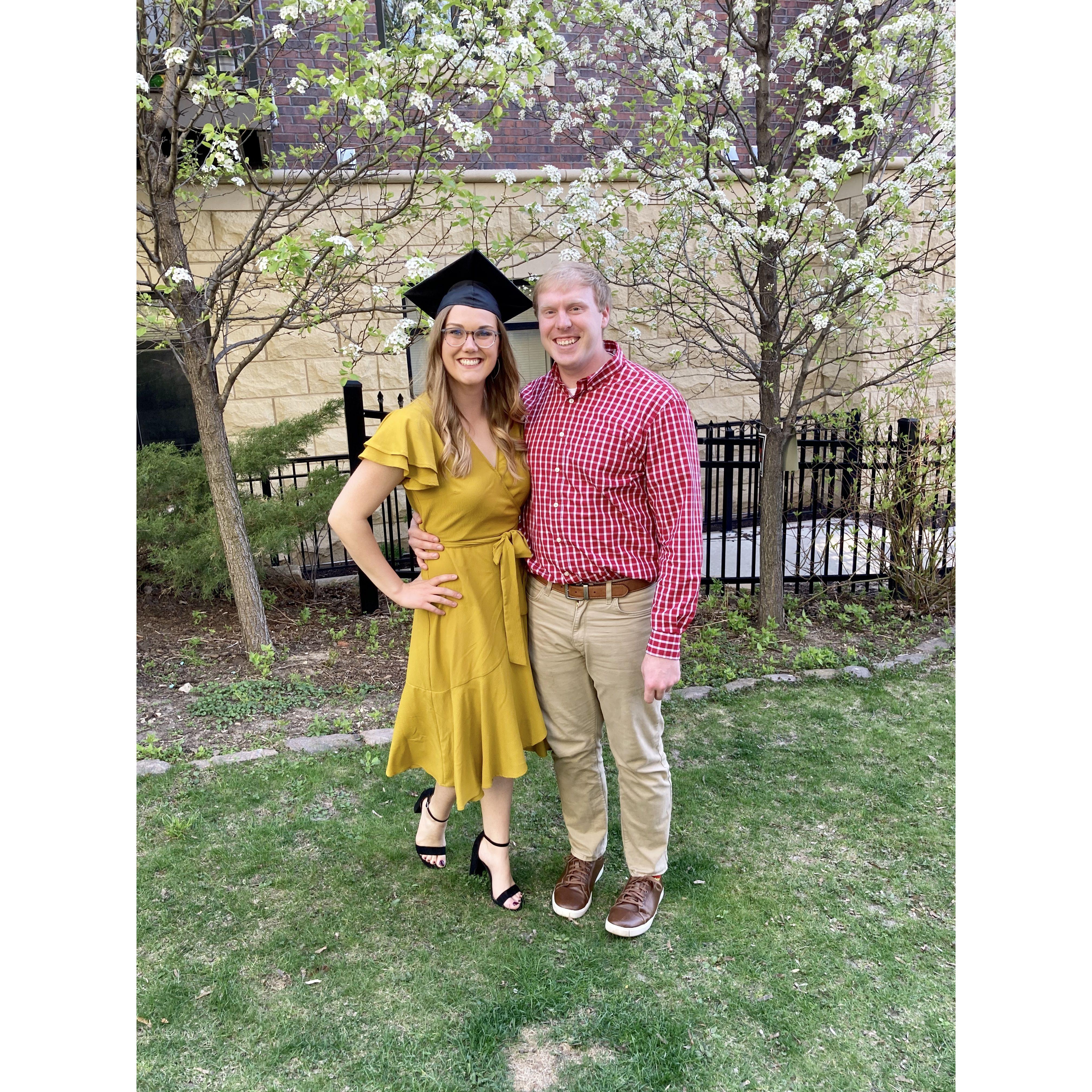 Kimmy's virtual graduation from grad school for Speech Language Pathology in 2020 (right in the middle of COVID).