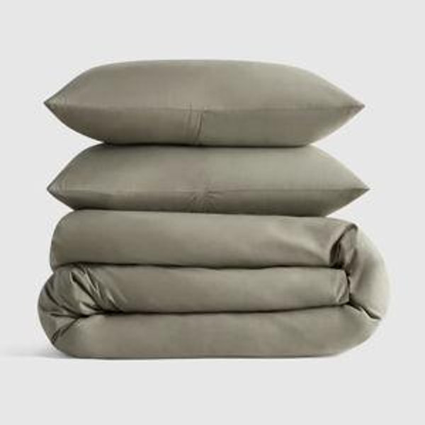 Classic Organic Percale Duvet Cover Set in Dried Sage