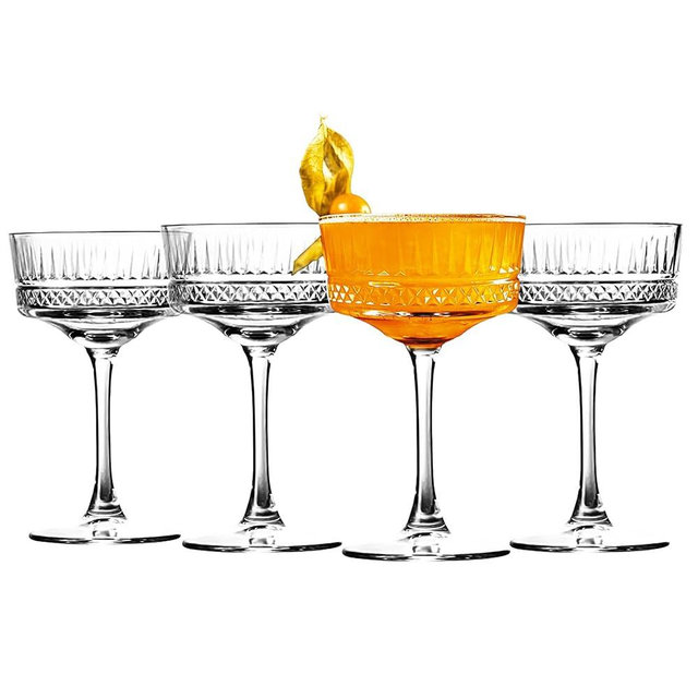 Martini Glasses Set of 4 - Stemmed Martini Glasses 8 Oz - Vintage Coupe Glasses - Elegant Cocktail Glasses for Parties, Gifts, Housewarming, Weddings, Aniversary 250 ml