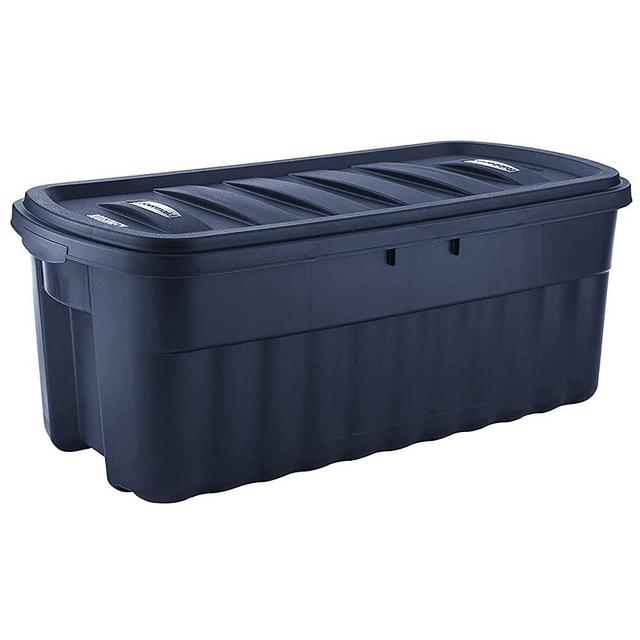 Rubbermaid Roughneck 50 Gallon Storage Container, 50 Gal - 2 Pack, Dark Indigo Metallic