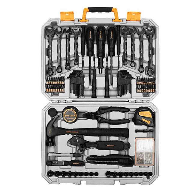 DEKOPRO 188 Piece Tool Set, General Household Hand Tool Kit, Home/Auto Repair Tool Set, with Plastic Toolbox Storage Case for Handyman