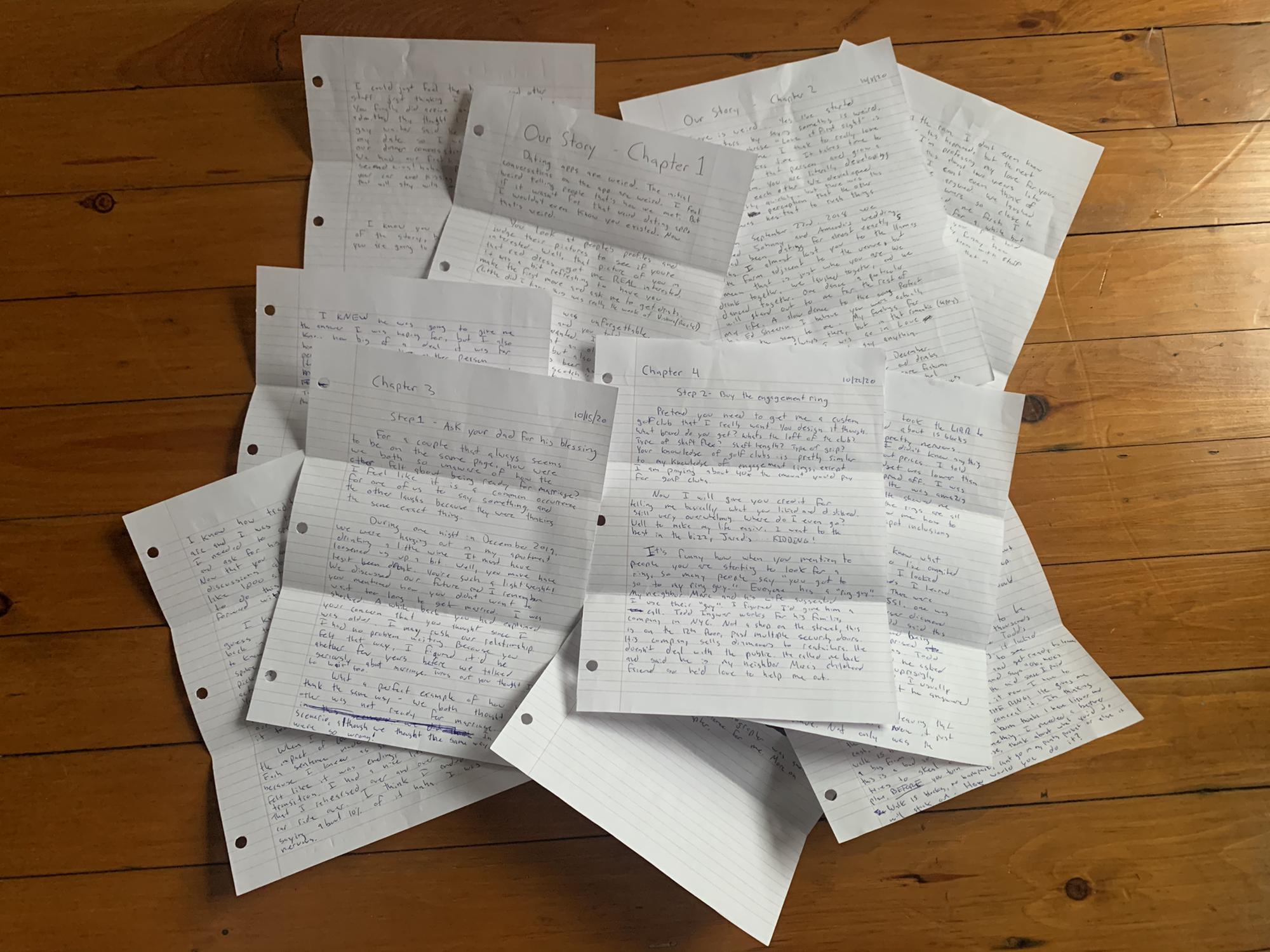 The letters Ryan sent Emily once a week leading up to the proposal.