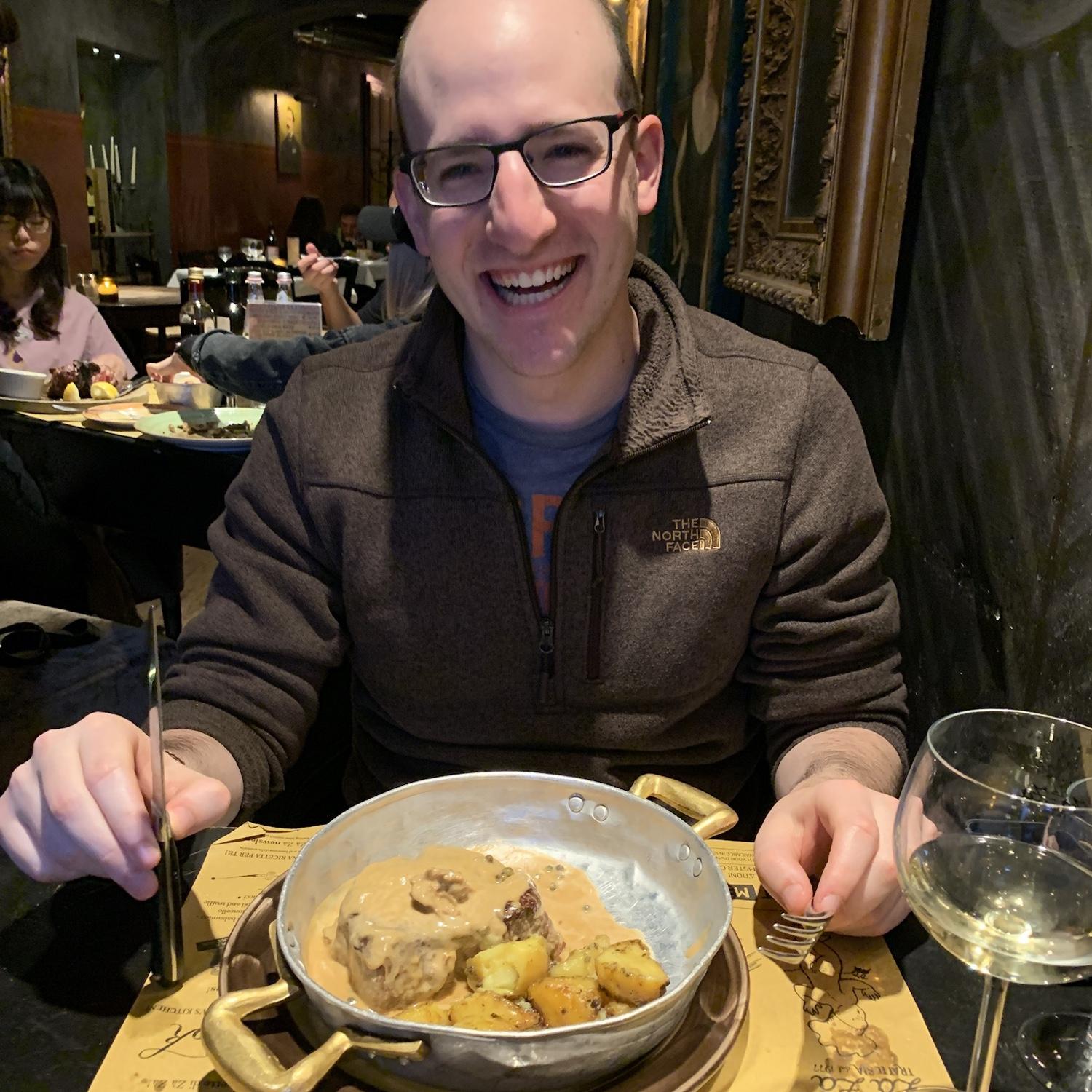 Happiest when eating Italian food. Trattoria Zà Zà in Florence, Italy. April 2019