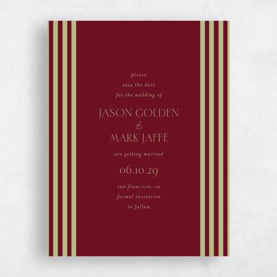 Dark Burgundy, Red Wedding Save the Date - Reinette Classic