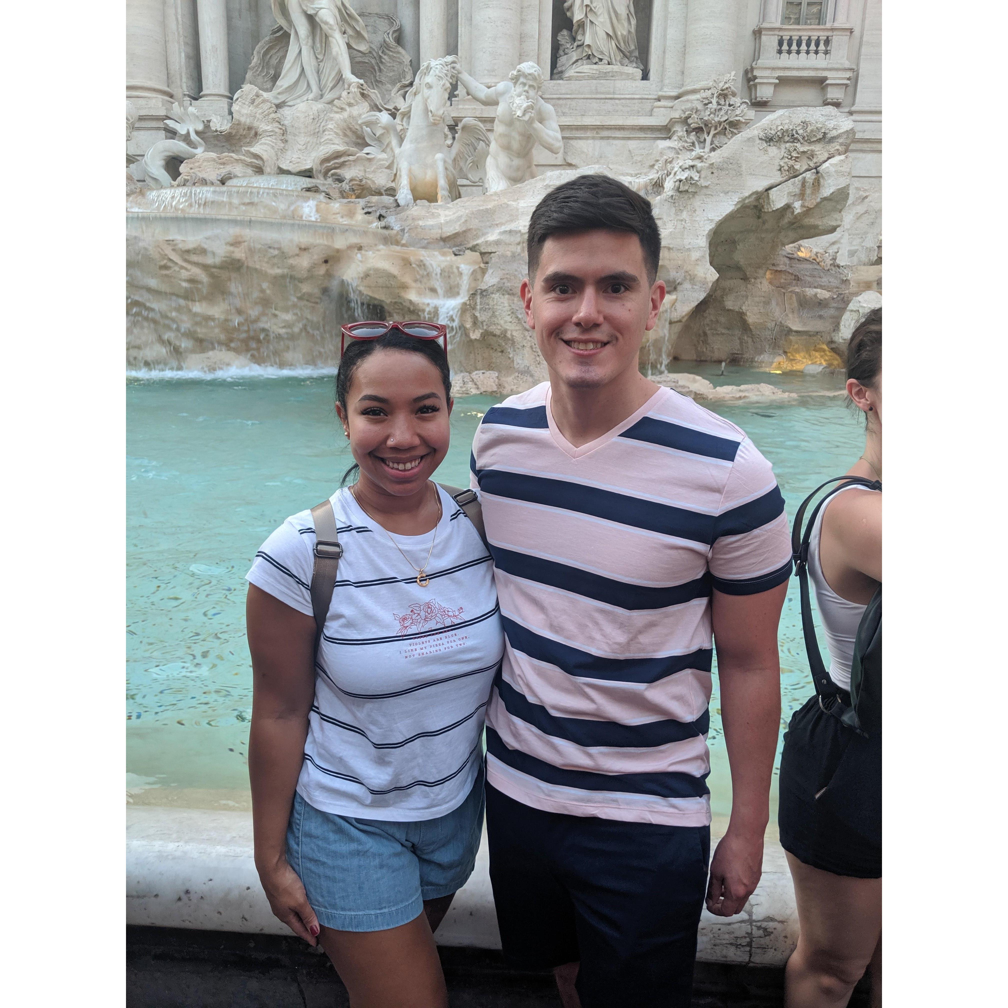 Making wishes at the Trevi Fountain.